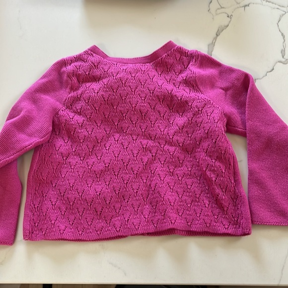 Pointelle fuschia button down cardigan - Picture 3 of 3